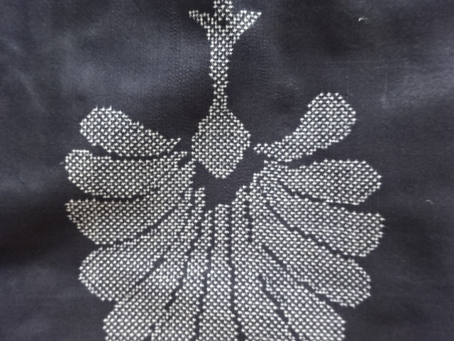 JAPANESE KIMONO / ANTIQUE ABSTRACT PATTERN WOVEN DORO OSHIMA TSUMUGI K